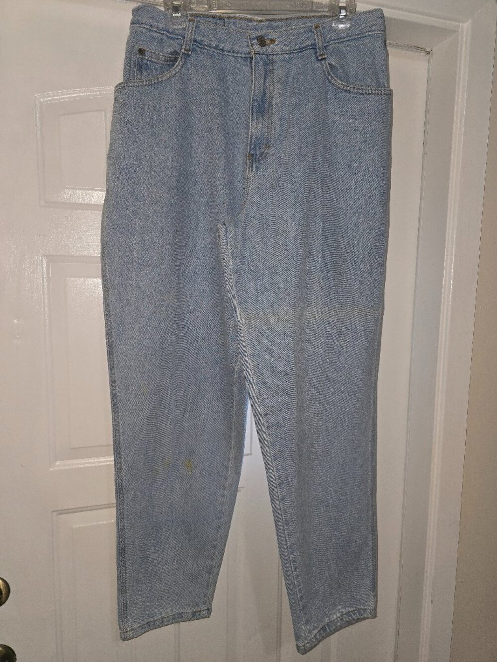 Gitano Jeans Mom Front Zip 5 Pockets Cotton Denim Acid Washed Blue size 14 1990s